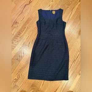Tory Burch Elegant Navy Blue Tweed Dress